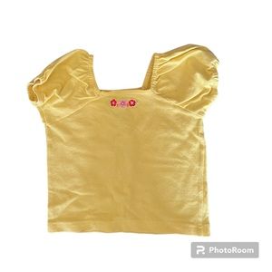 🟡CHILDREN’S PLACE: Girl size 24 months, yellow short sleeve blouse w/flowers🟡